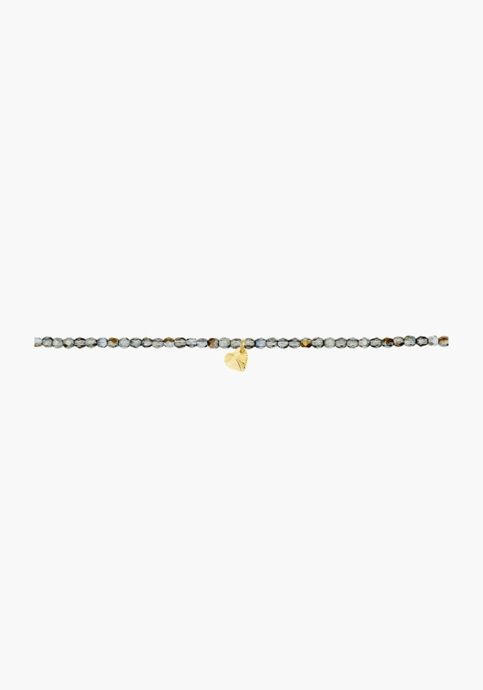 Bracelet 3 Tours Ou Collier Cristal pendentif Cœur doré - Têtes Blondes