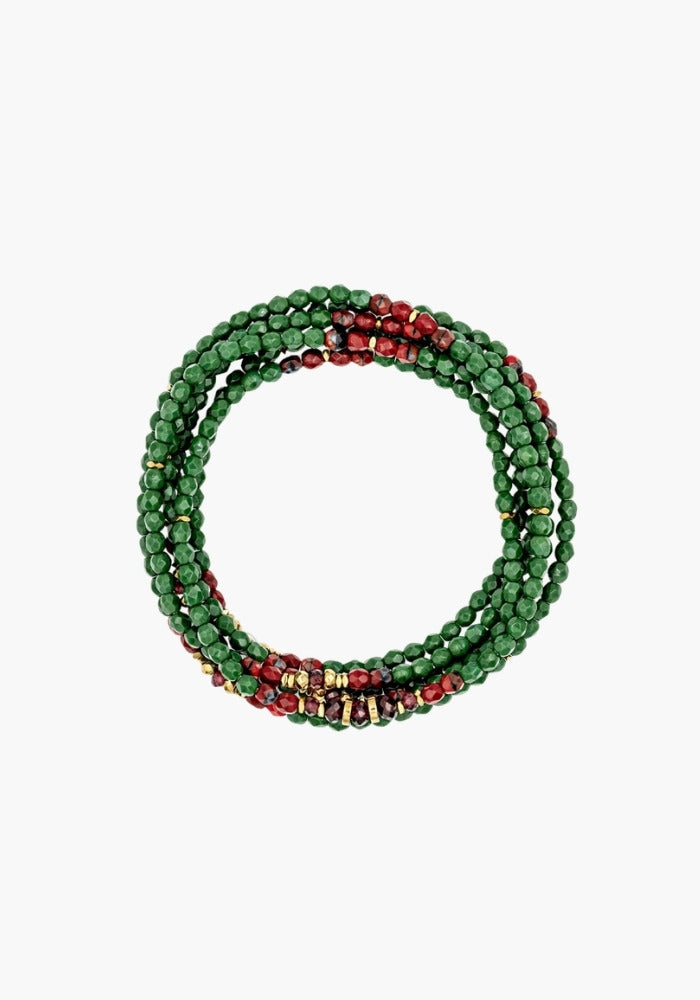 Bracelet 6 Tours Ou Sautoir Glinda Green Forest - Têtes Blondes