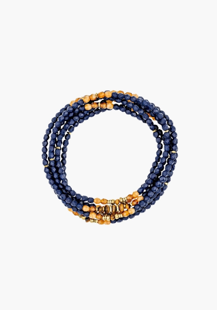 Bracelet 6 Tours Ou Sautoir Glinda Bleu Marine Mat - Têtes Blondes
