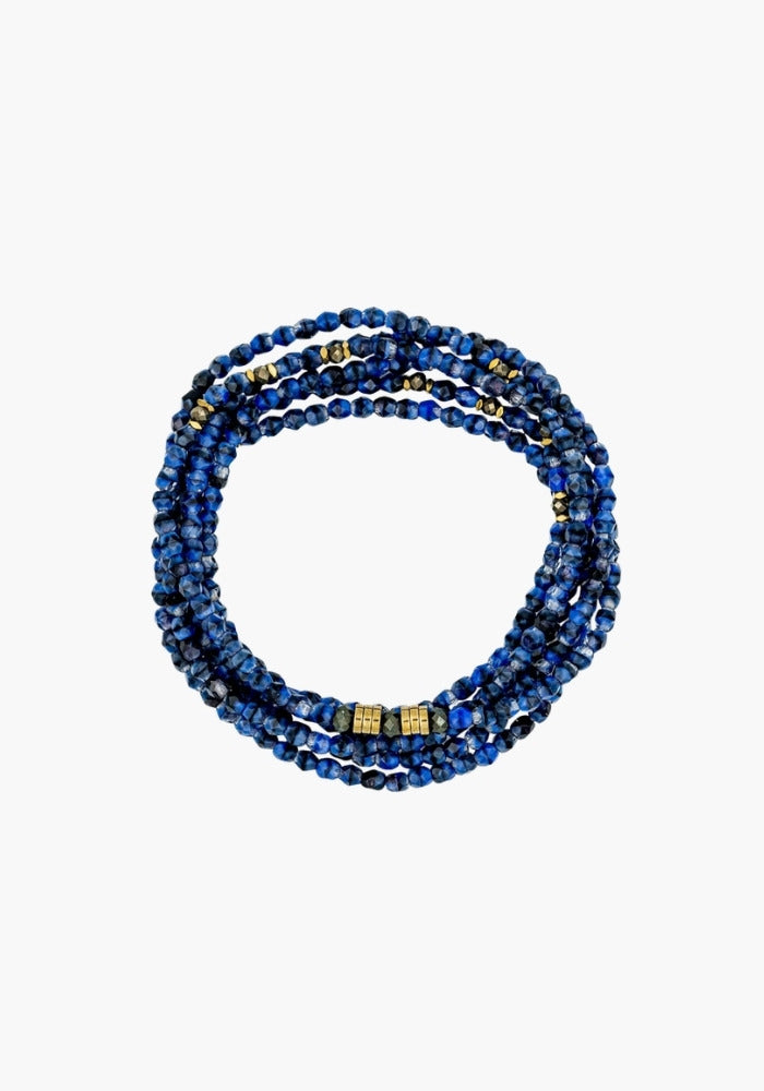 Bracelet 6 Tours Ou Sautoir Gabrielle Denim Marbré - Têtes Blondes