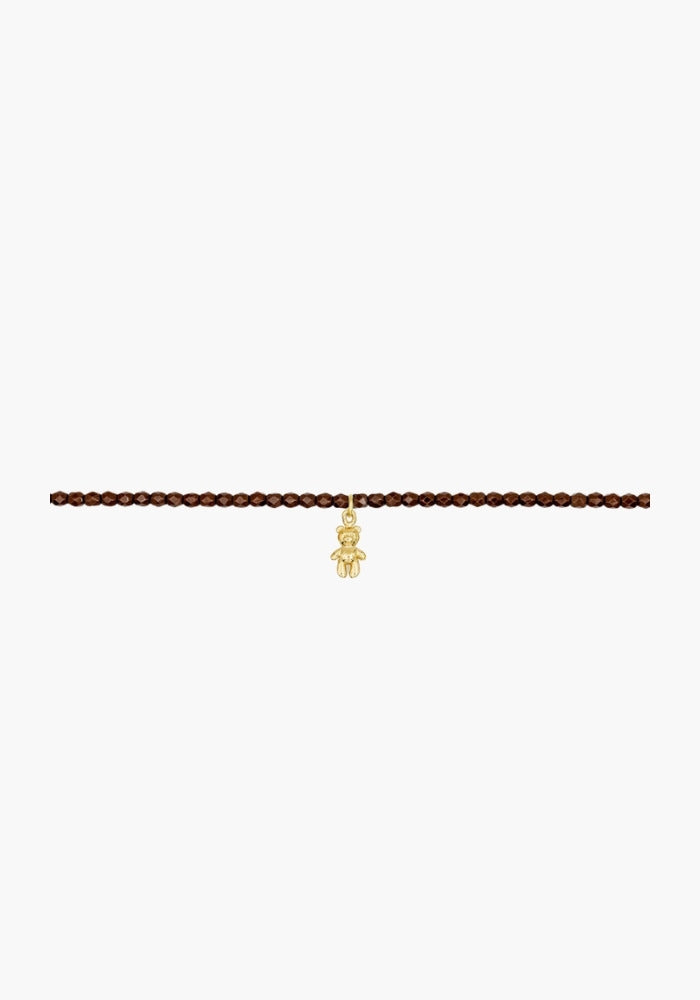 Bracelet 3 Tours Ou Collier Chocolat pendentif Doudou doré - Têtes Blondes