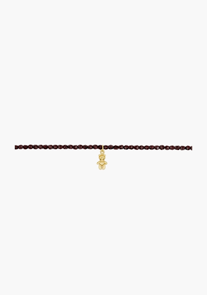 Bracelet 3 Tours Ou Collier Bordeaux pendentif Doudou doré - Têtes Blondes