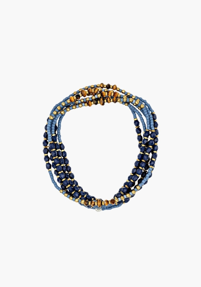 Bracelet 6 Tours Ou Sautoir Intuition 6 Bleu - Têtes Blondes
