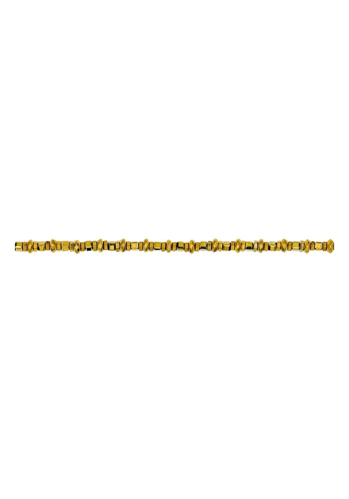 Détail des perles d'hématite dorée du collier Travis Gold - Têtes Blondes