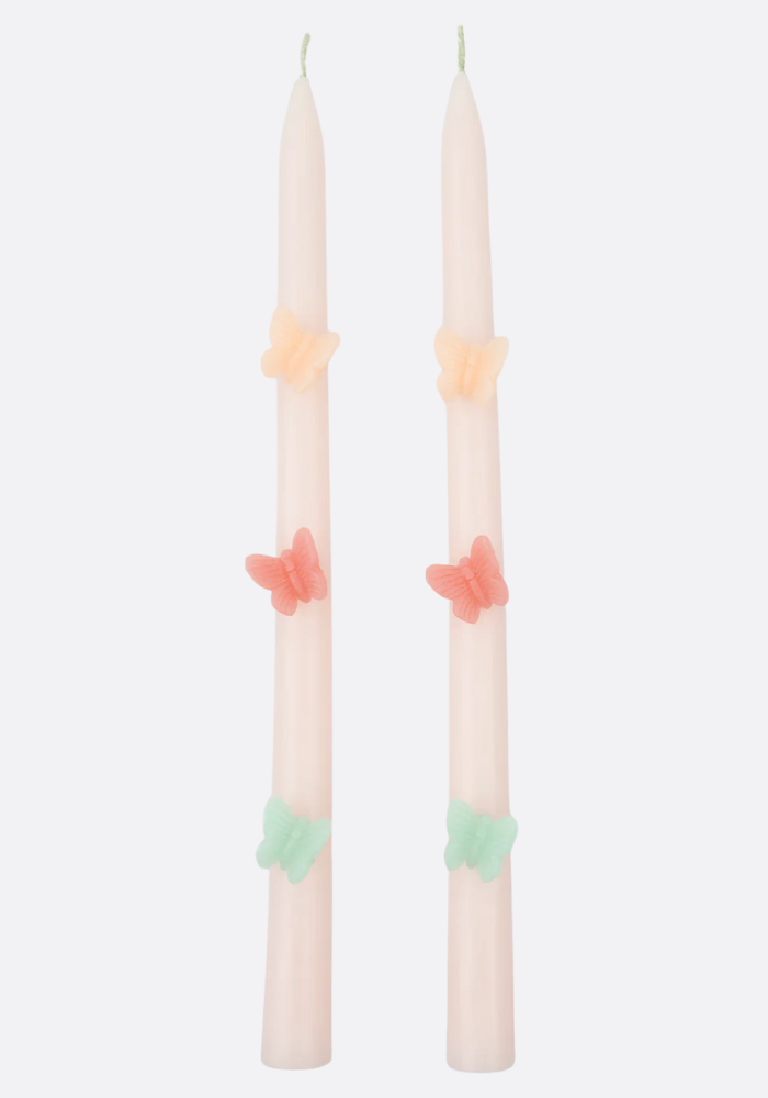 Juego de 2 velas cónicas con forma de mariposa