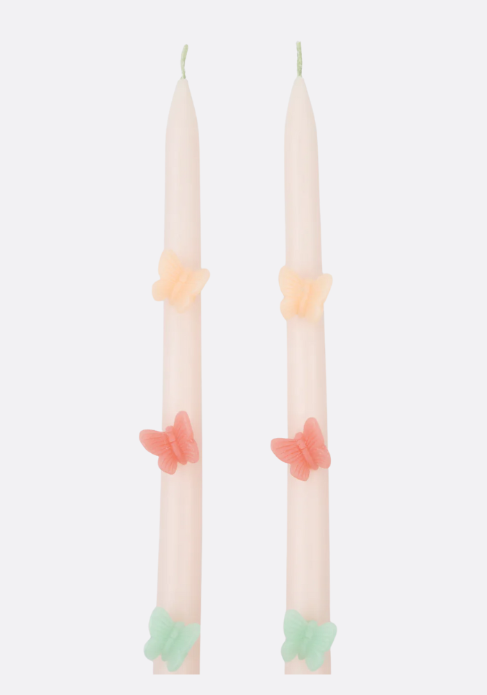 Juego de 2 velas cónicas con forma de mariposa