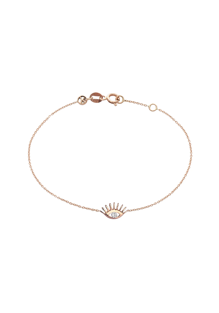 Bracelet Evil Eye Slim Chain Diamant Blanc - Kismet By Milka