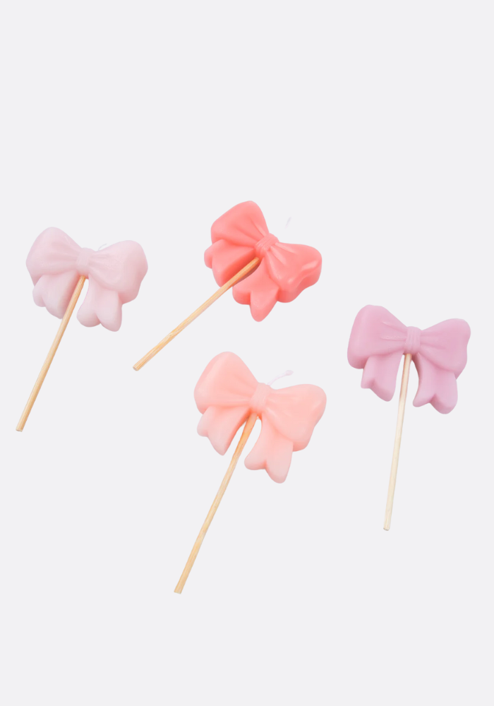 Lot de 4 Bougies En Forme De Noeuds Roses - Meri Meri