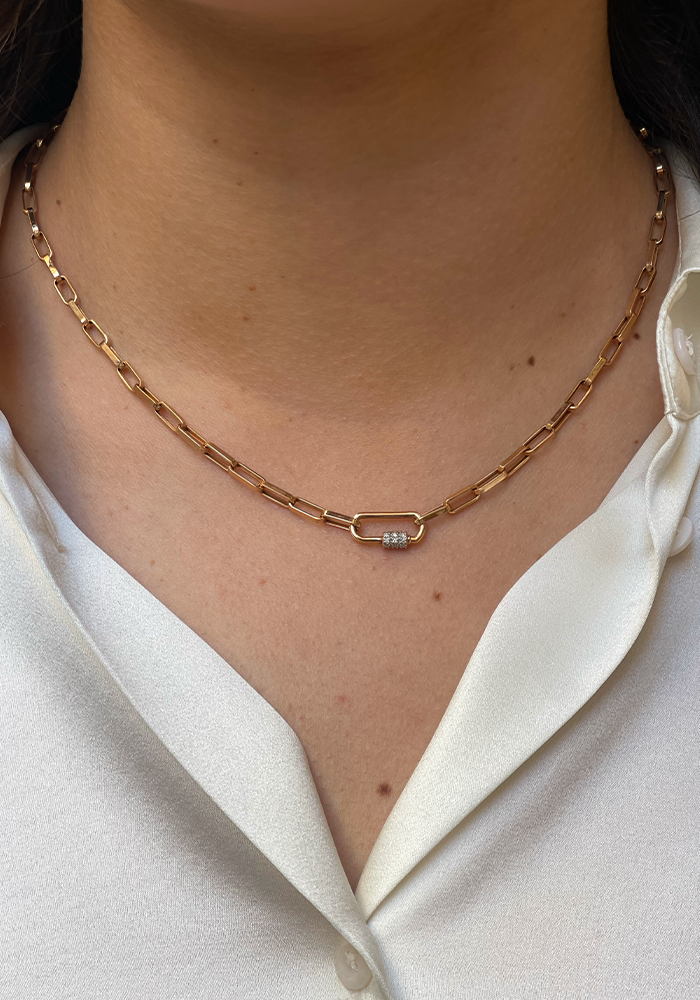 Collier Rectangle Chain Diamant Blanc - Kismet