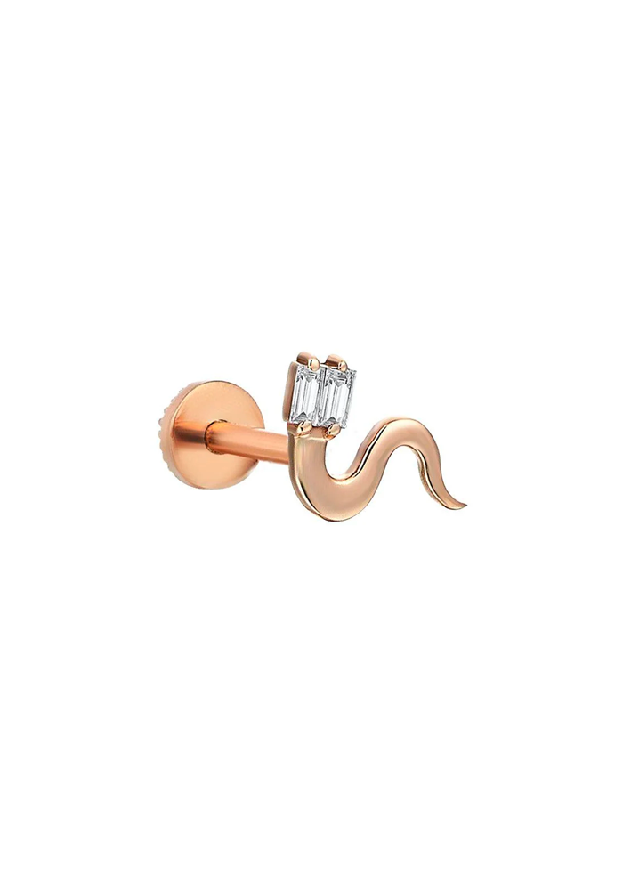 Piercing Baguette Snake Diamant Blanc - Kismet By Milka