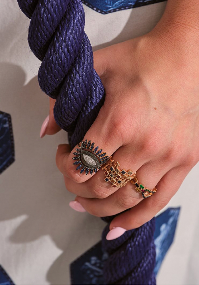 Bague Oeil Regina Diamant Blancs Et Saphir - Kismet By Milka