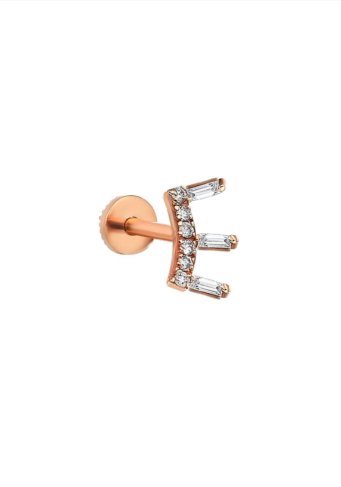 Piercing Mini Baguette Arc Diamants Blancs - Kismet By Milka