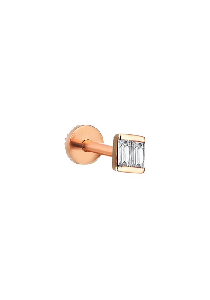 Piercing Square Baguette Diamant Blanc - Kismet By Milka