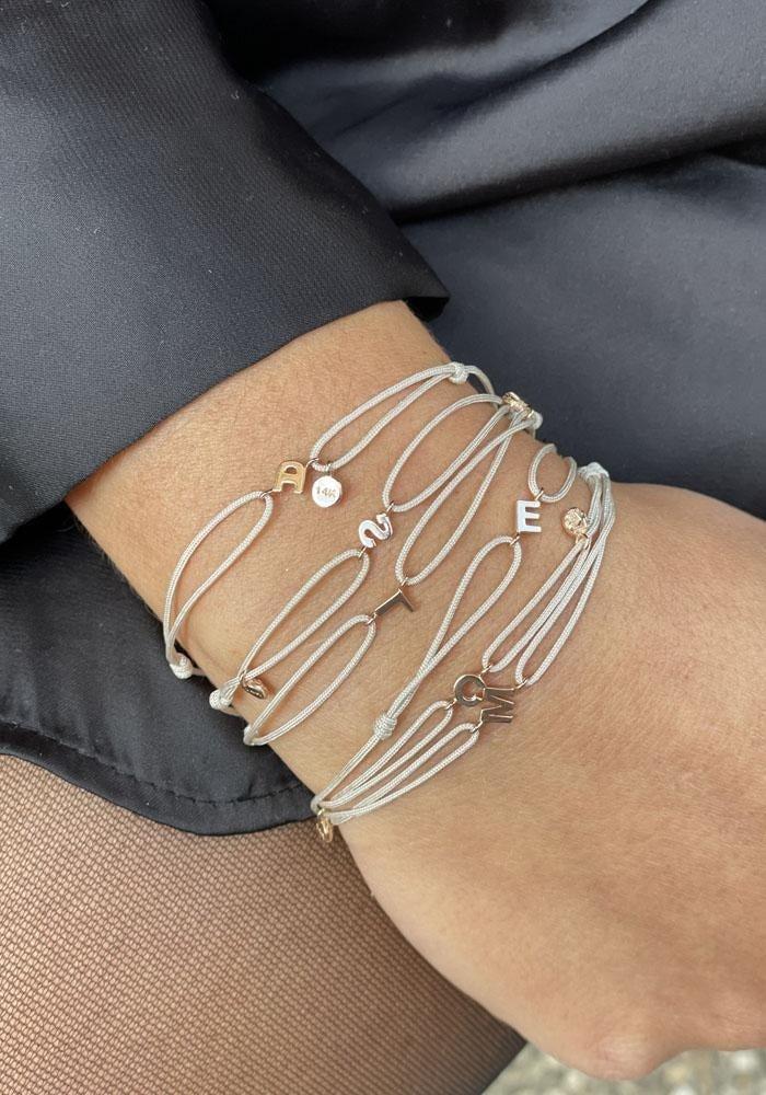 Bracelet Letters Sur Cordon Beige Or Rose - Kismet
