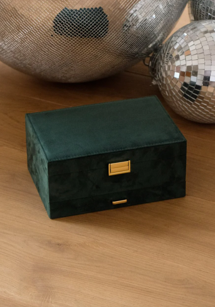 Boîte A Bijoux Denise En Velours Verte - Blush Sélection