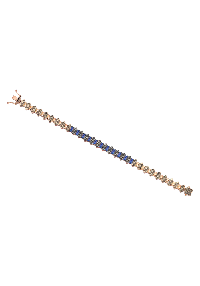 Bracelet Gatsby En Saphir Bleu Et Diamant Champagne - Kismet By Milka