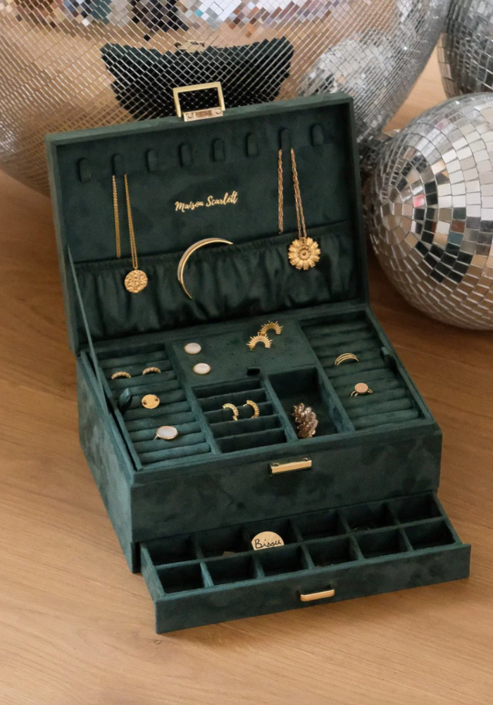 Boîte A Bijoux Denise En Velours Verte - Blush Sélection