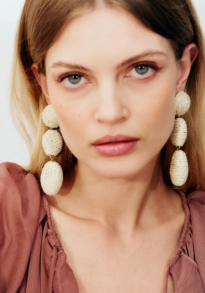 Boucles D'Oreille Raffia Oval Sand - Vanessa Baroni