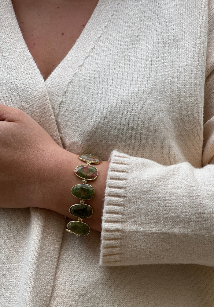Bracelet Dali Agate Orange Et Vert - Blush Sélection Bijoux
