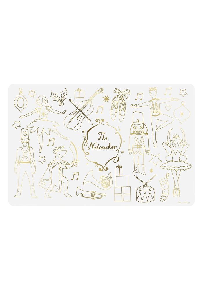 8 Nutcracker White and Gold Coloring Placemats