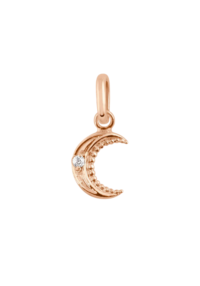 Pendentif Petite Lune Or Rose Et Diamants - Gigi Clozeau