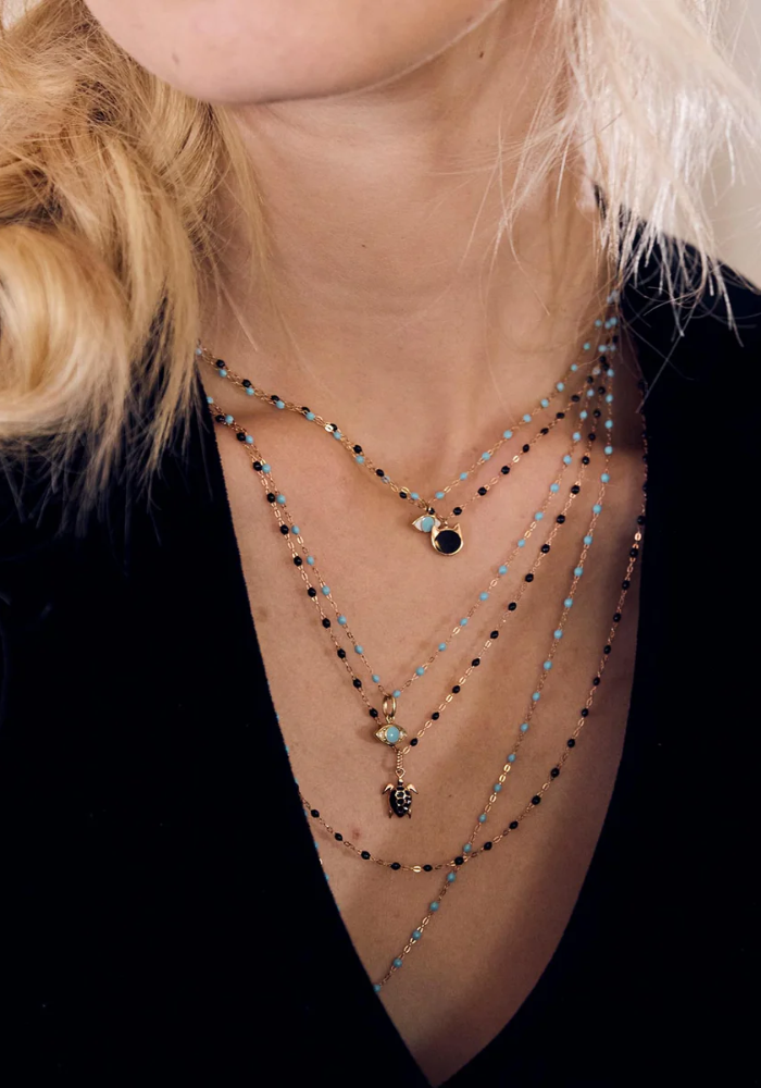 Pendentif Tortue Or Rose Et Résine Noir - Gigi Clozeau