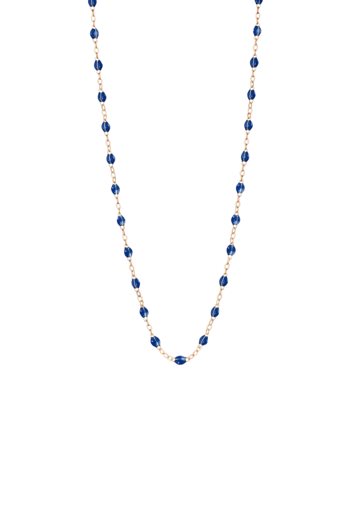 Collier Classique Gigi Or Rose Et Résines Prusse 42cm