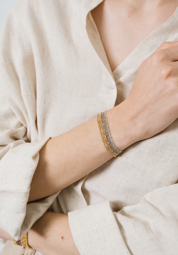 Bracelet Nora Misty Gold Et Argent - Semi Lunaire