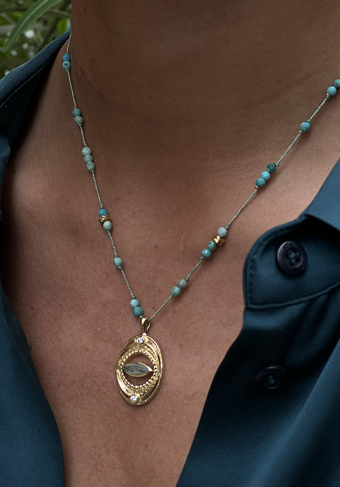 Sautoir Isis Turquoises Et Quartz - Hanka Ïn