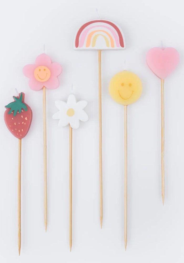 Assortiement De 6 Bougies Happy Icons - Meri Meri