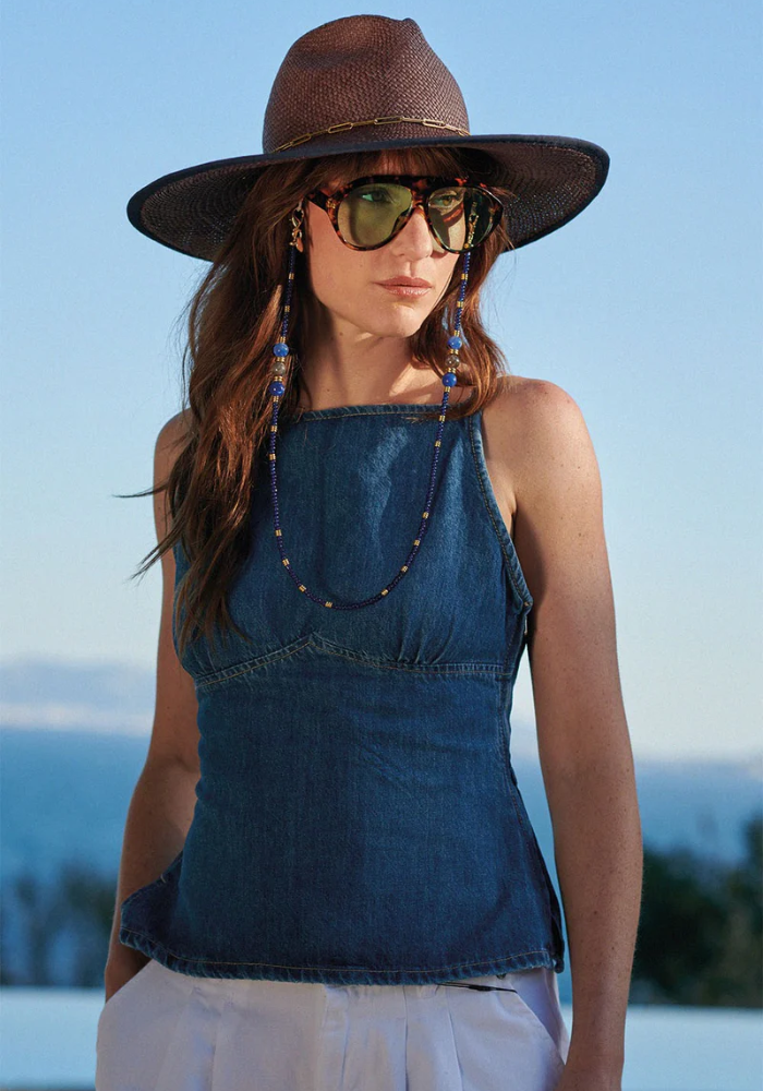 Chaîne De Lunettes Iris Perles Bleues - La Coque Française