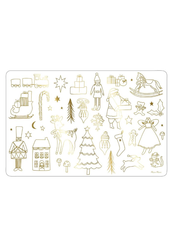 8 Sets De Table A Colorier Blancs Et Dores - Meri Meri