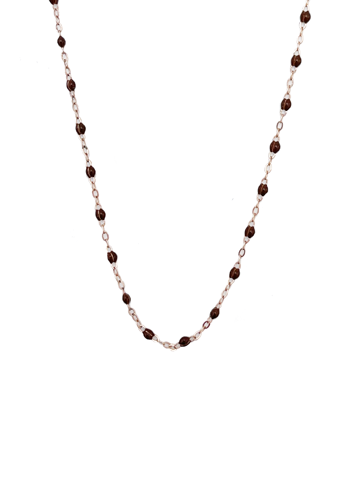 Collier Classique Gigi Or Blanc Et Résines Chocolat 42 cm - Gigi Clozeau