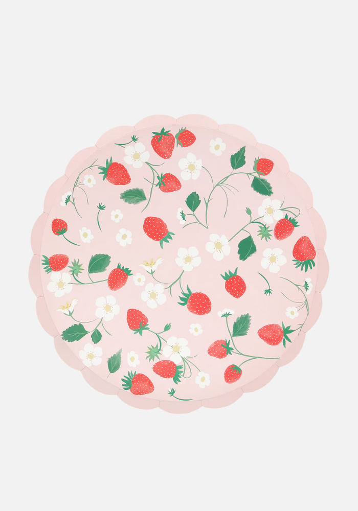 Set of 8 Strawberry Pattern Paper Plates