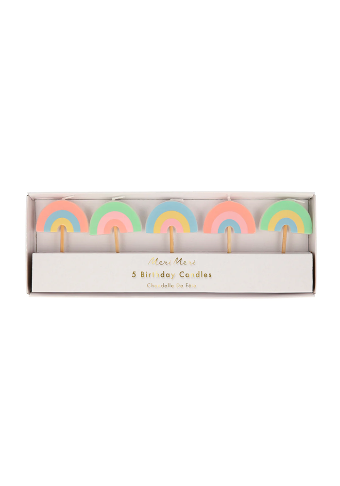 Boite De 5 Bougies Arc En Ciel Pastels - Meri Meri