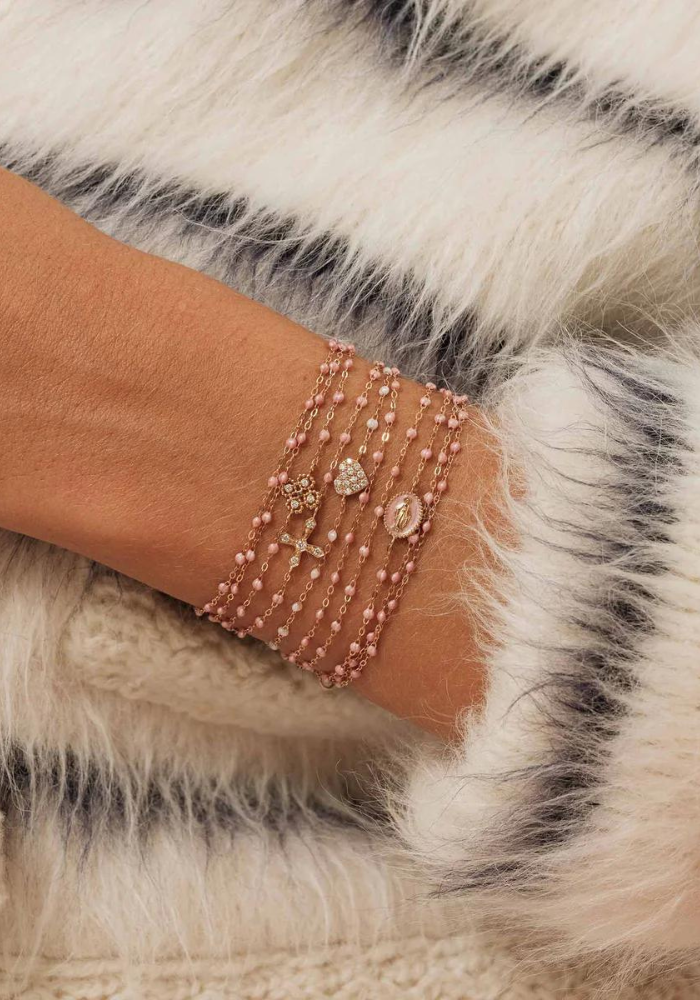 Bracelet In Love Diamant Or Rose Et Résine Opale 17cm - Gigi Clozeau