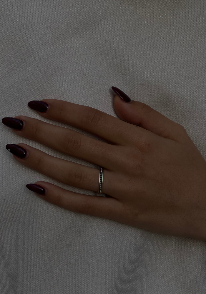 Bague Fine Avec Ligne Mini Boules Argent - Canyon