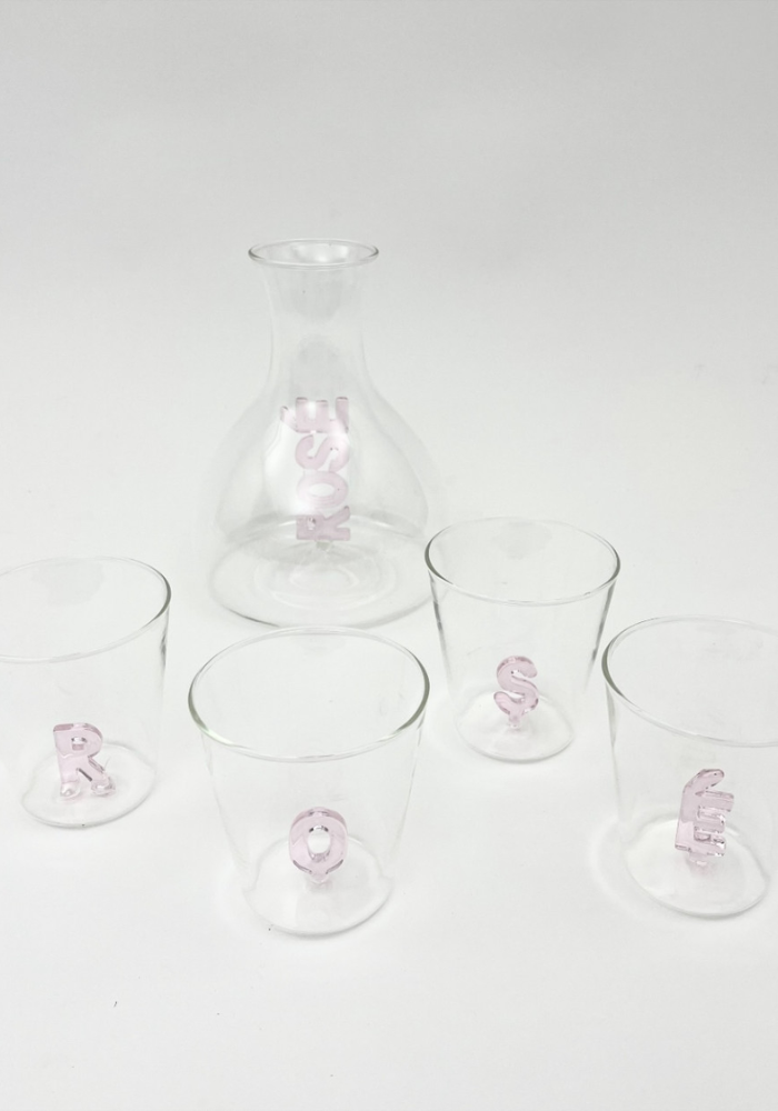 Carafe Bombée En Verre Rosé - Bazar De Luxe