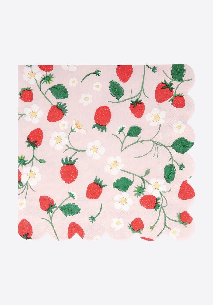 Lot de 16 Grandes Serviettes En Papier Motif Fraise