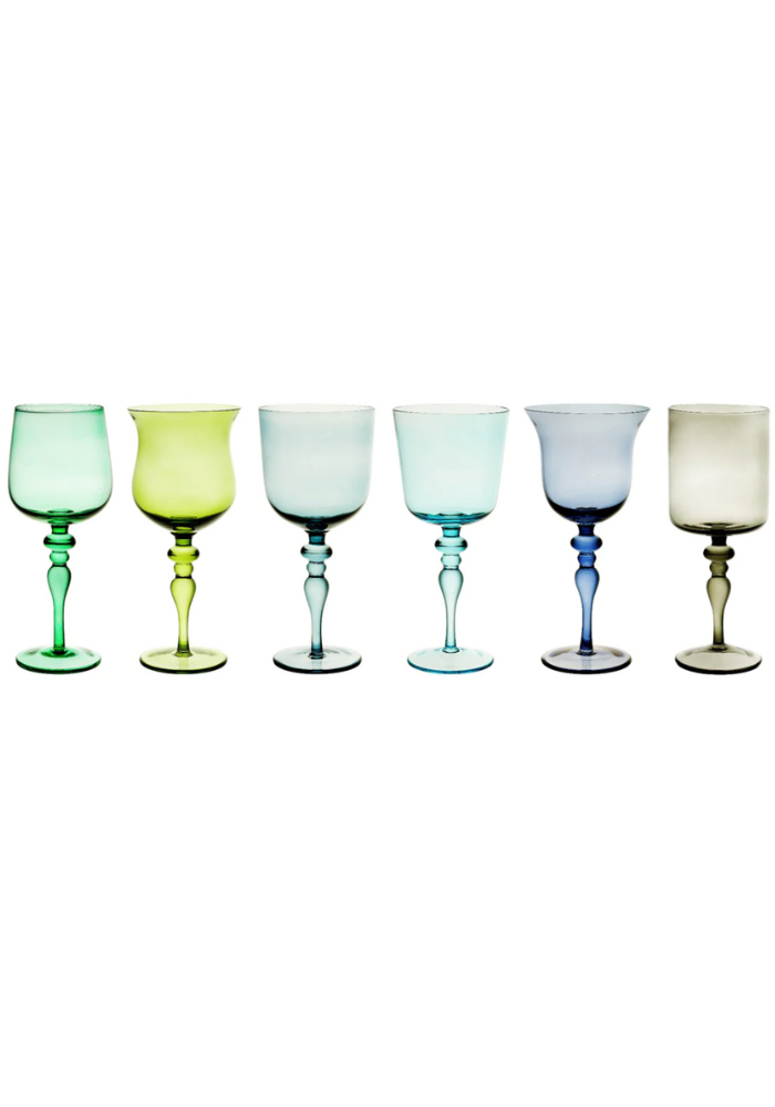 Set De 6 Verres A Vin Bleu et Vert - Blush Sélection Décoration