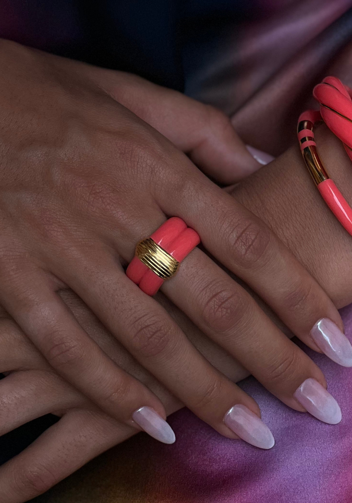 Bague Katt Corail Exclu Blush - Aurélie Bidermann