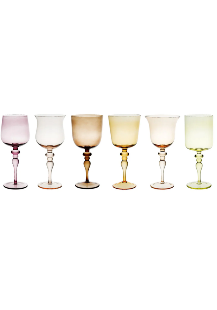 Set De 6 Verres A Vin Ambre et Rose  - Blush Sélection Décoration
