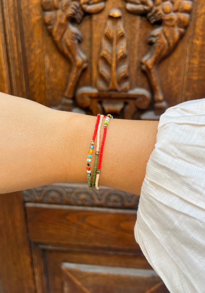 bracelet-3-tours-corail-kaki-x-blush