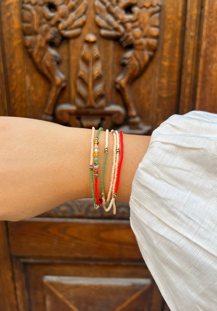 bracelet-6-tours-corail-kaki-x-blush