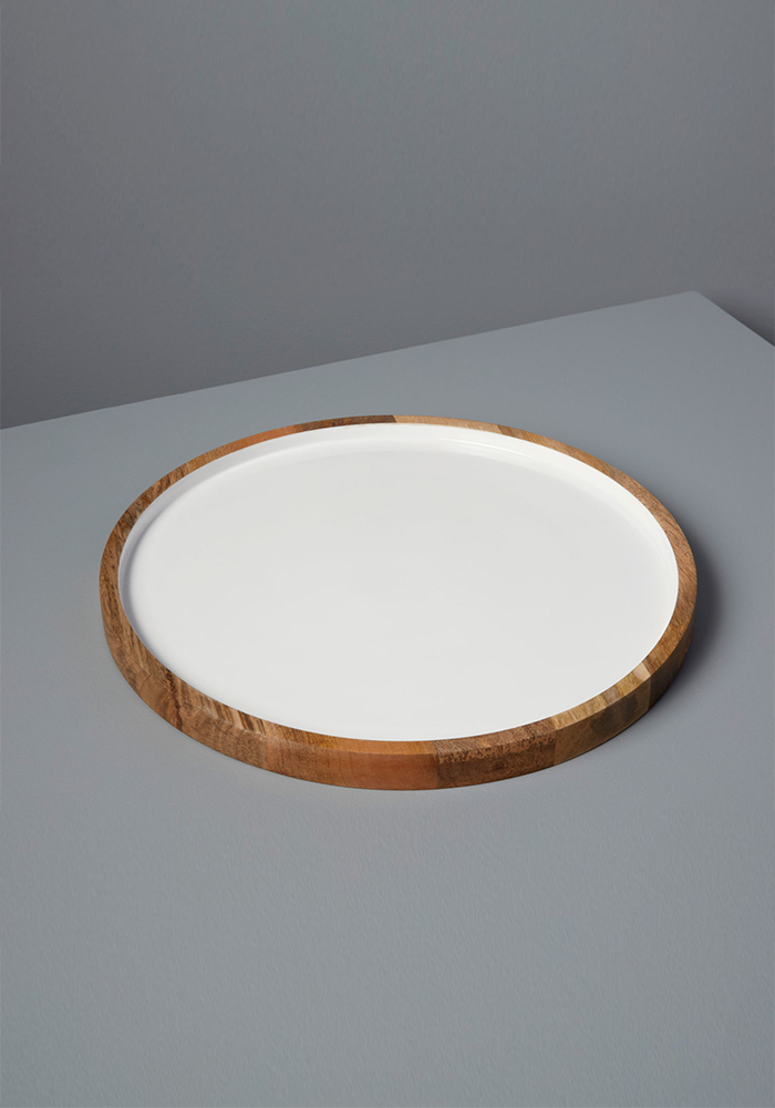 Plato de presentación de Madrás blanco