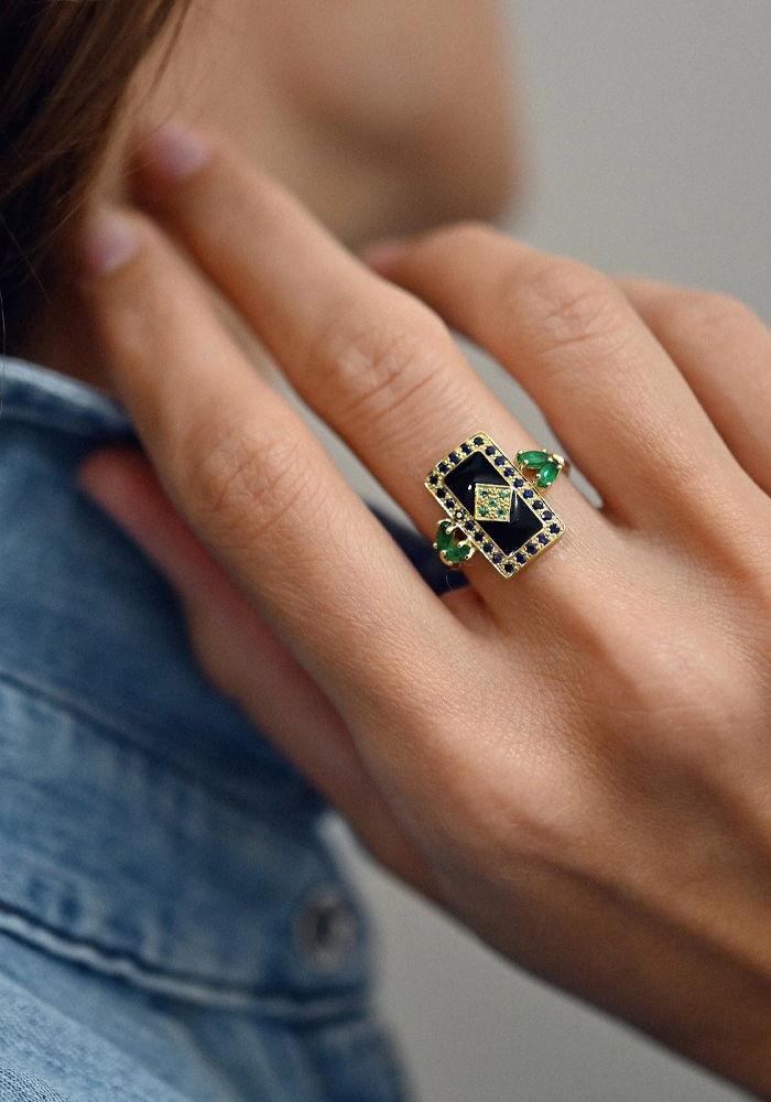 Bague Ava 3 Verte - Sophie D'Agon