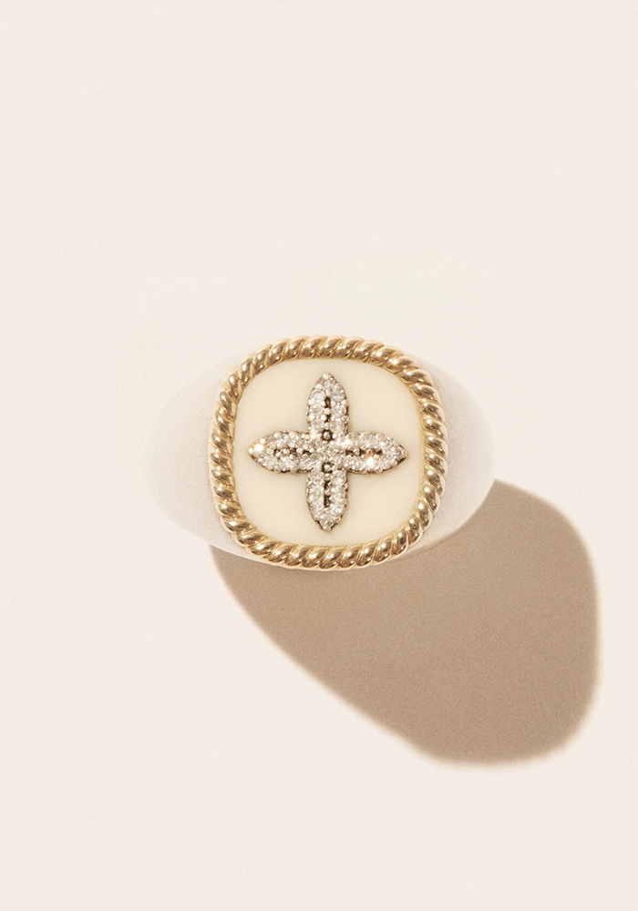 Chevalière Bowie Homme Diamants Blanc