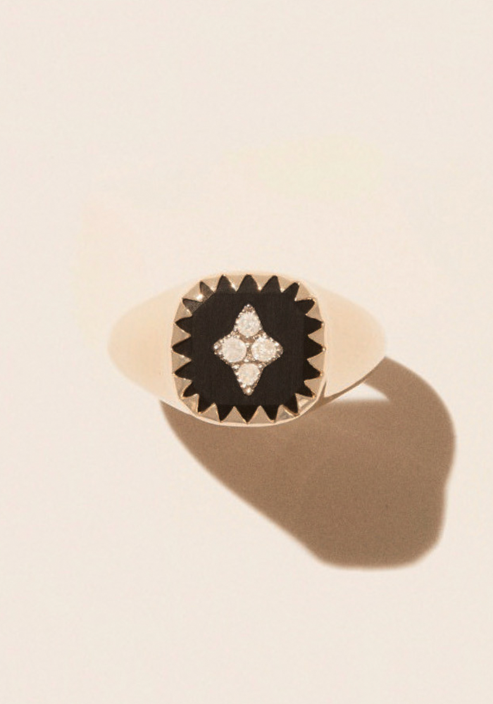 Bague Chevalière Pierrot Noire - Pascale Monvoisin