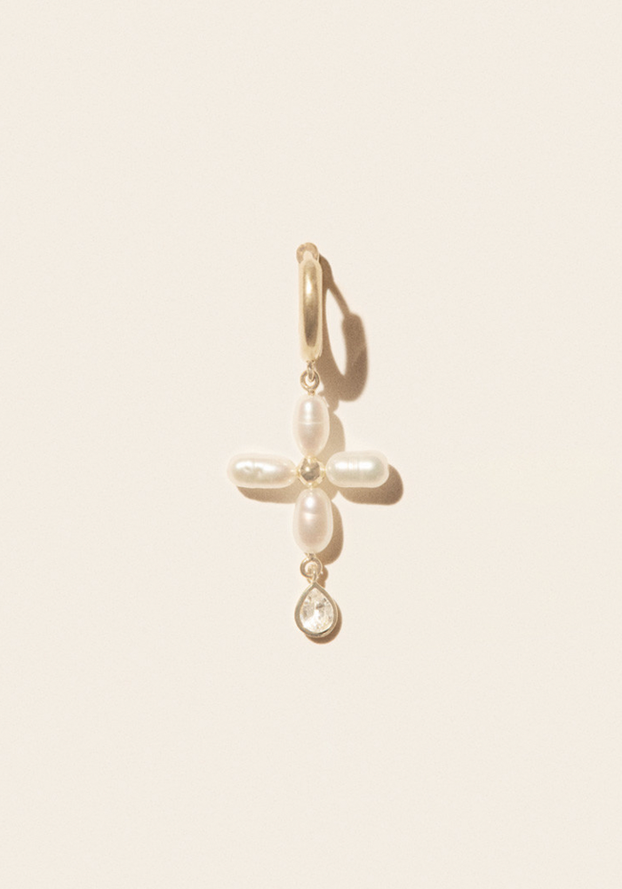 Boucle D'Oreille Palerme White Pearl - Pascale Monvoisin