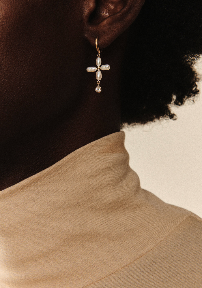 Boucle D'Oreille Palerme White Pearl - Pascale Monvoisin